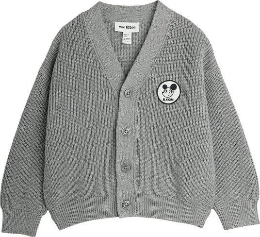 Mini Rodini Ritzratz Patch Knitted Cardigan Grey 68/74