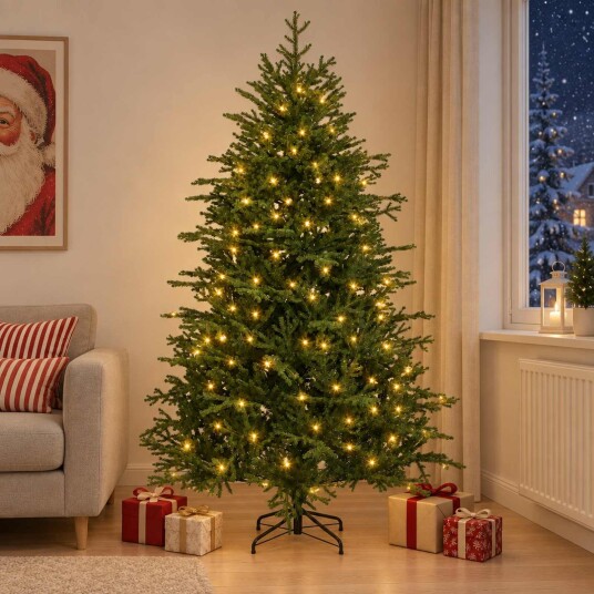 vidaXL Kunstig sammensatt juletre 240 cm 300 LED-lys Varmhvit