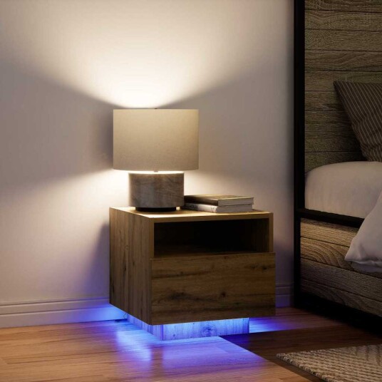 Nattbord med LED lamper 2 stk Artisan Eik 40x39x37 cm