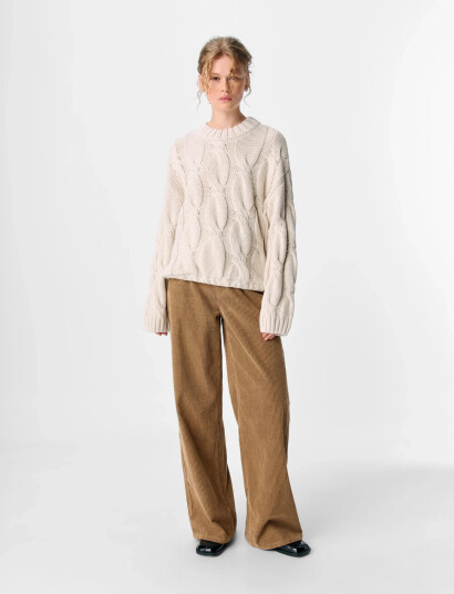 Object Objbay L/S Lo Knit Pullover E Pa 25 - Cream - XS Object Objbay L/S Lo Knit Pullover E Pa 25 - Cream - XS