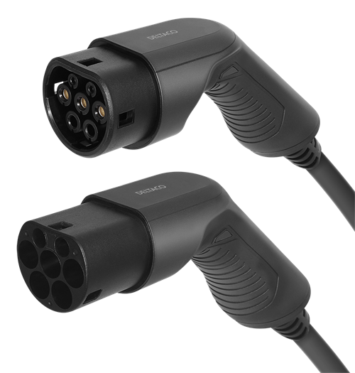 Deltaco E-Charge Type 2 Ladekabel 3-fase 16A 11kW 7m Svart