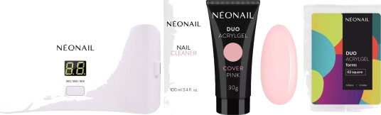 NEONAIL Nail Extention Kit With Duo Acrylgel Cover Pink & Square Forms