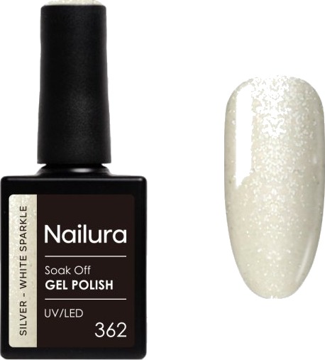 Nailura Gelpolish 362 – Silver White Sparkle – 10 ml Nailura Gelpolish 362 – Silver White Sparkle – 10 ml