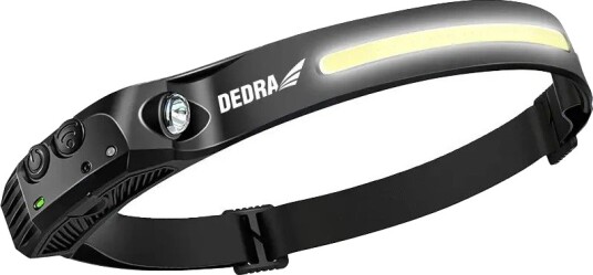Dedra Hodelykt - Hodebånd 300Lm, Spot 105Lm, Bevegelsessensor, Batteri 800Mah Dedra Hodelykt - Hodebånd 300Lm, Spot 105Lm, Bevegelsessensor, Batteri 800Mah