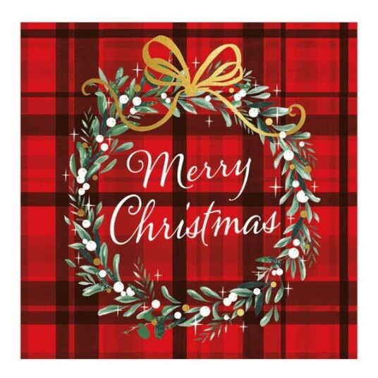 Ambiente   Serviett 33x33 cm 20 stk Christmas Plaid Red