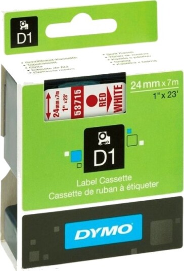 Dymo D1 Selv Adhesiv Rødt På Hvitt Rull 2,4 Cm X 7 M 1 KassettEr Merketape For Labelmanager 500Ts Pnp