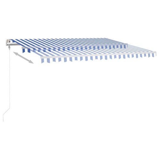vidaXL Automatisk markise med vindsensor og LED 400x350 cm blå og hvit