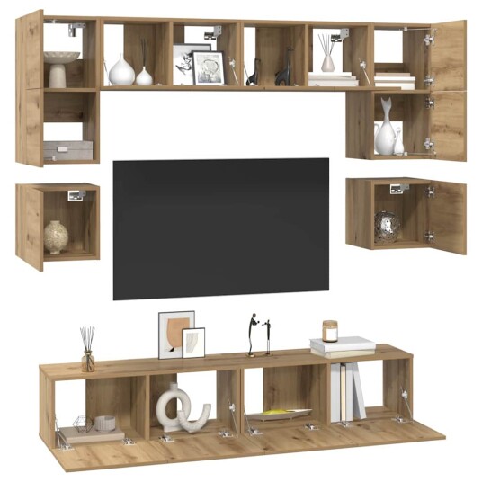 TV benksett 8 pcs artisan eik 80 x 30 x 30 cm Konstruert tre TV benksett 8 pcs artisan eik 80 x 30 x 30 cm Konstruert tre