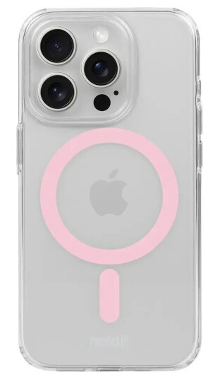 Holdit iPhone 15 Pro MagSafe Deksel - Transparent / Pink