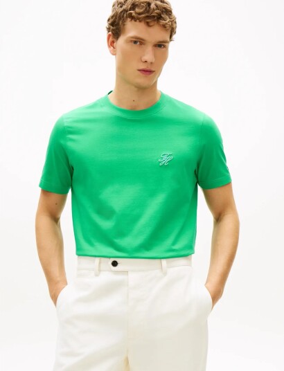 Tommy Hilfiger Script Monogram Swimshop Tee Green XL