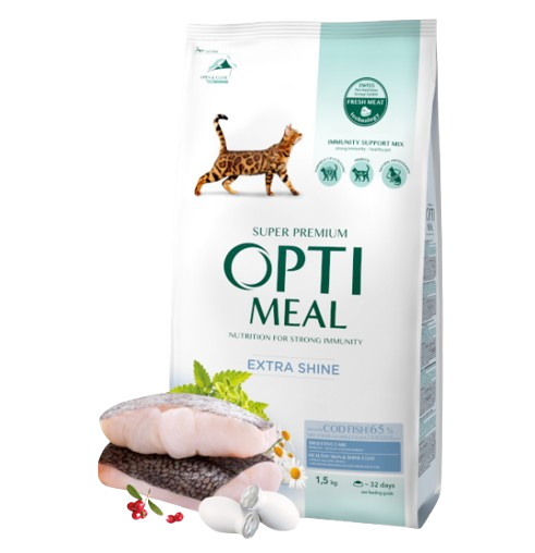 Optimeal Tørrfôr for Katt med Torsk 1,5 kg - Helse og Pels