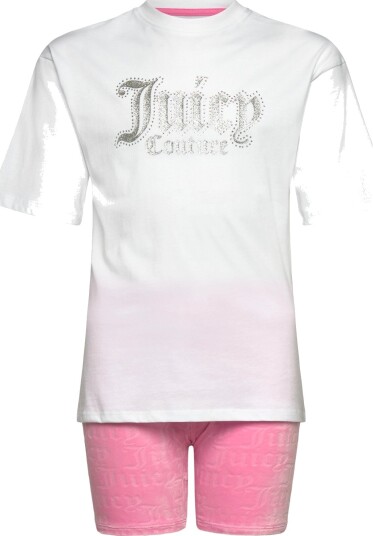 Juicy Couture Juicy Oversize Tee & Burnout Cycling Short Set   Pink   122