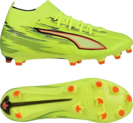 PUMA Ultra 6 Match + FG/AG Unleashed Gul/PUMA Svart/rød/Lime Squeeze Kvinner størrelse 41