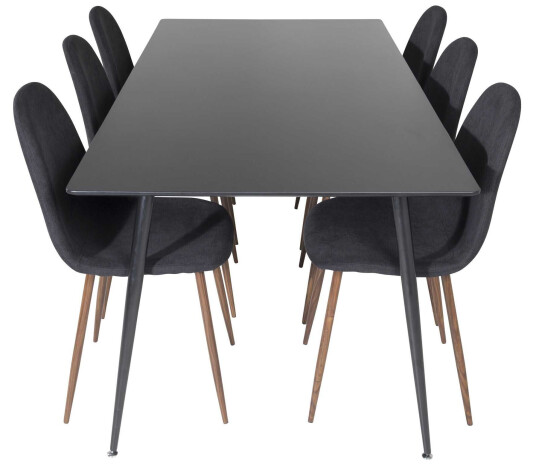 Venture Design Silar & Polar spisegruppe Svart/svart 6 st stoler & bord 180 x 90 cm