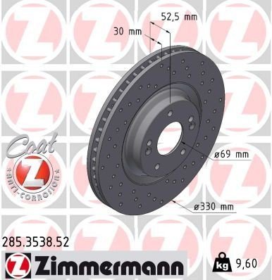 Bremseskive ZIMMERMANN 285.3538.52