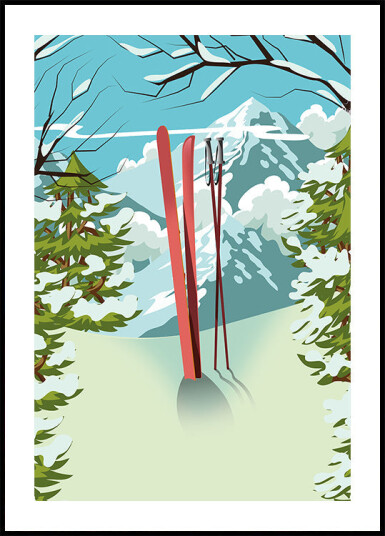 Mountain Top Skiing Plakat Plakat / 40x50cm