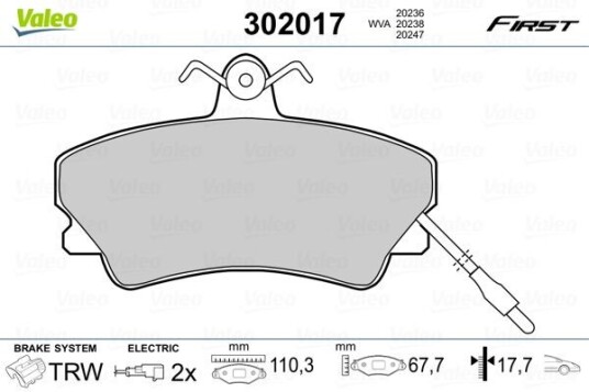 Bremseklosser VALEO 302017 Bremseklosser VALEO 302017
