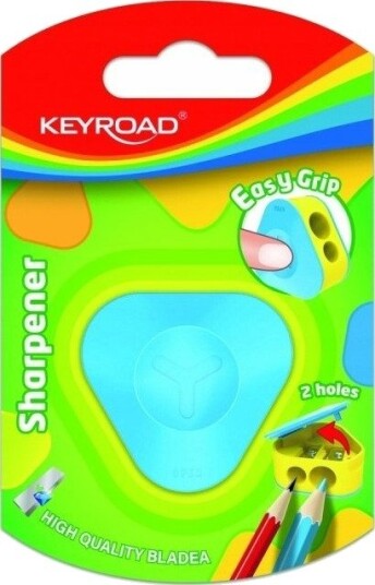Keyroad Plast Blyantspisser Keyroad Trekantet, Dobbel, 1 Stk, Blister, Mix Farger