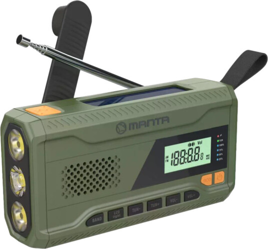 Manta FM Nødradio med Solcelle og Powerbank, Grønn