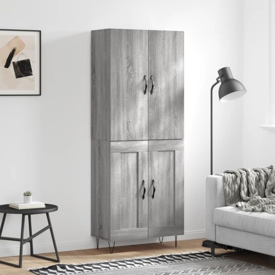 vidaXL Highboard grå sonoma 69,5x34x180 cm konstruert tre 8720845475017