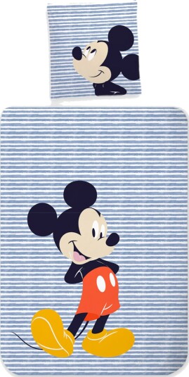 Mickey Mouse sengetøy Stripete Mickey Mouse sengesett 100% bomullssengetøy