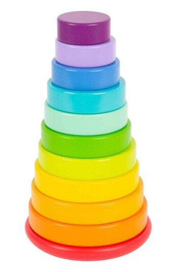Small Foot Wooden Stacking Tower Rainbow 11dlg. Small Foot Wooden Stacking Tower Rainbow 11dlg.