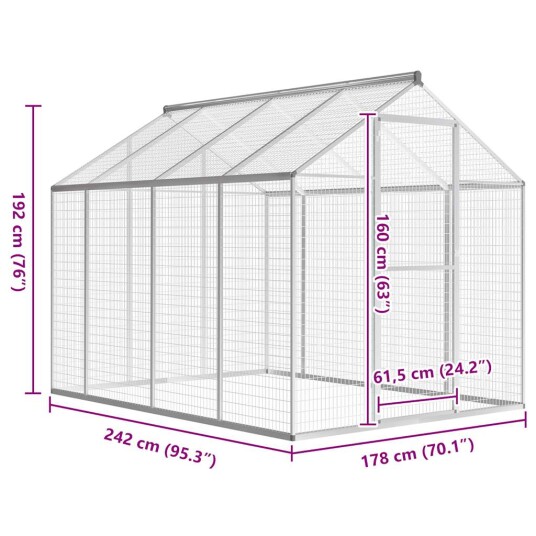 Vidaxl Utendørs Fuglebur Aluminium 178X242X192 cm Vidaxl Utendørs Fuglebur Aluminium 178X242X192 cm