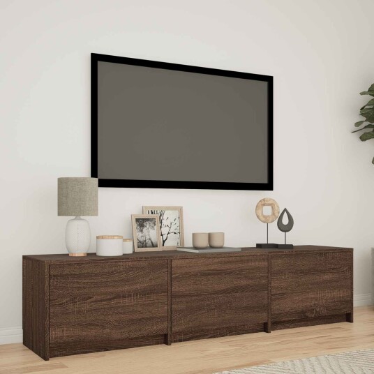 TV benk med LED Brun eik 165 x 34 x 40 cm Konstruert tre