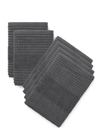 Juna Check Håndklæder70X140 4 Stk,50X100 2 StkMørk Grå Grey Juna DARK GREY 70X140CM;50X100CM