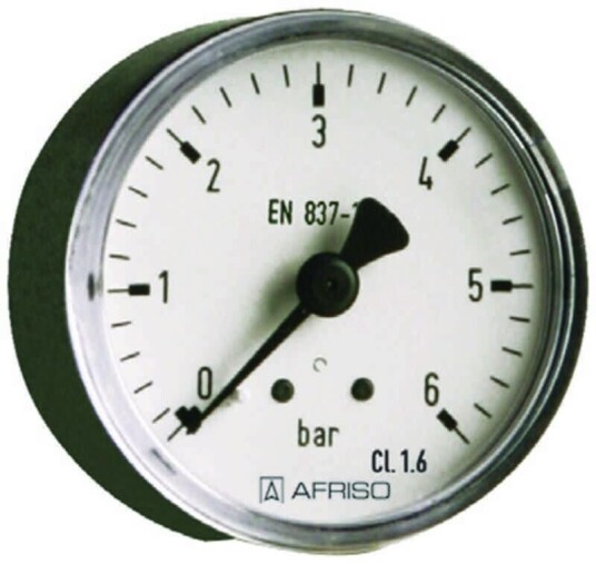 Afriso Manometer 0-10 bar 1/4" x 63 mm, tilkobling bak Afriso Manometer 0-10 bar 1/4" x 63 mm, tilkobling bak