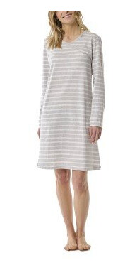 Schiesser Women Longsleeve Nightdress Hvit/GrA bomull 38 Dame