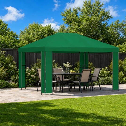 vidaXL Paviljong 4 × 3 m Grønn Polyester og stål 190 gsm