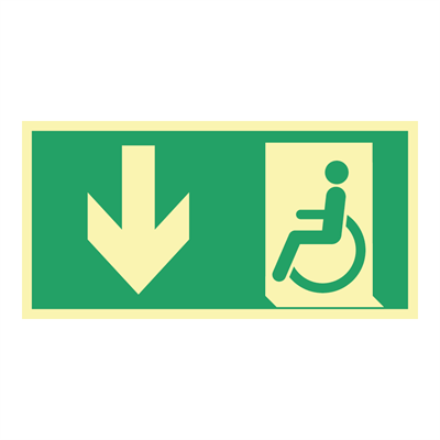 Jo Safety Nødutgang handicap, ned Etterlysende plast PR MR 150 x 300 mm 132017PRMR