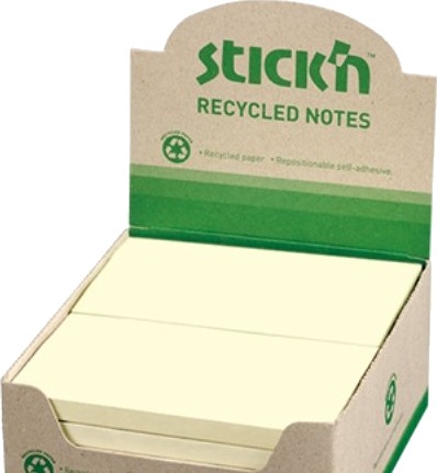 Notesblok 76X127mm 100% Genbrugt 100 Blad 12 Pakke Pastelgul