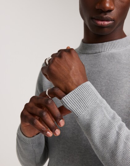 Selected Homme Slhdane Ls Knit Structure Crew Neck Strikkegensere Grå Selected Homme Slhdane Ls Knit Structure Crew Neck Strikkegensere Grå