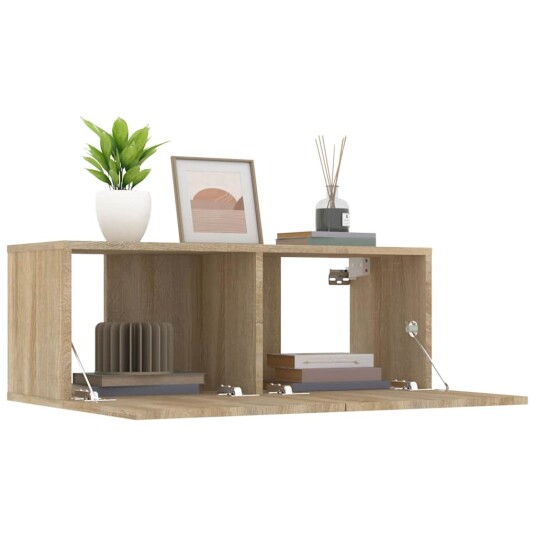 vidaXL TV-benker 2 stk sonoma eik 80x30x30 cm konstruert tre vidaXL TV-benker 2 stk sonoma eik 80x30x30 cm konstruert tre