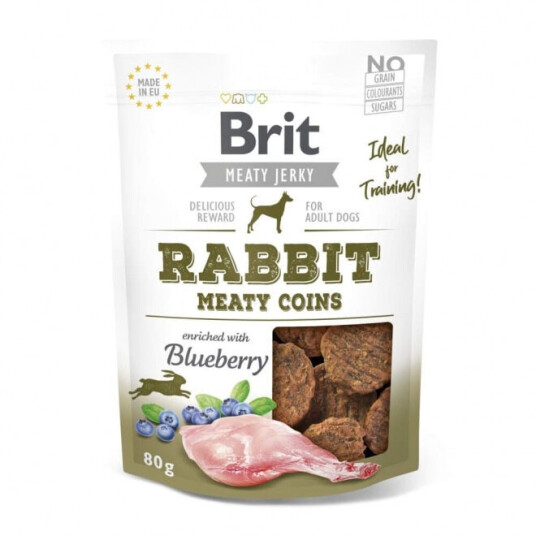 Brit Care Meaty Jerky mynt 80 g med Kanin - Tilleggsfôr til Hund
