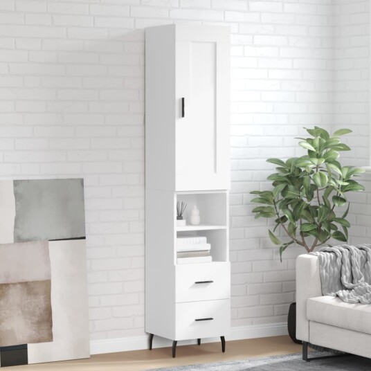 vidaXL Highboard hvit 34,5x34x180 cm konstruert tre 8720845496951