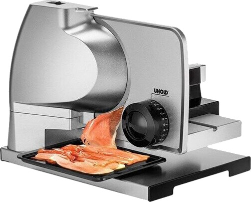 Unold 78826 Metal Plus Pleggsmaskin 100 W med justerbar skivetykkelse 23 mm - Sølv/Svart