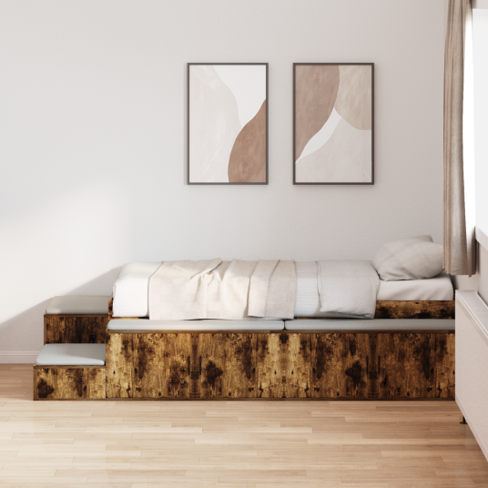 Oppbevarings Sengramme Røkt Eik 90x190 cm
