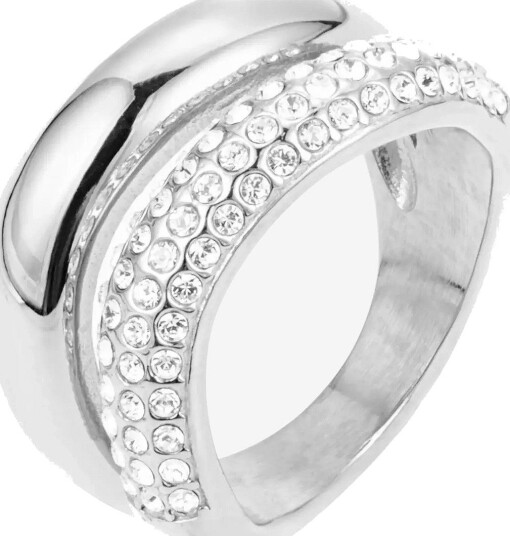 By Jolima Big Double Crystal Ring SILVER One Size