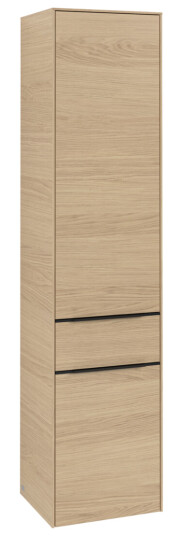 VILLEROY & BOCH SUBWAY 3.0 HØYSKAP 40X171 HØYRE 2 DØRER & SKUFF NORDIC OAK HÅNDTAK I VOLCANO BLACK