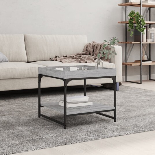 vidaXL Salongbord grå sonoma 49,5x49,5x45 cm konstruert tre