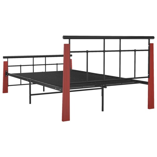 vidaXL Sengeramme metall og heltre eik 120x200 cm