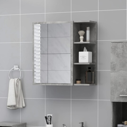vidaXL Speilskap til baderom betonggrå 62,5x20,5x64 cm sponplate