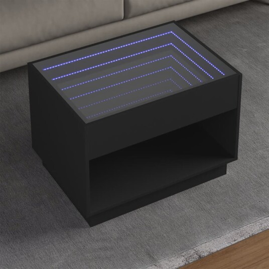  Salongbord med Infinity LED svart 70x50x50 cm 847659
