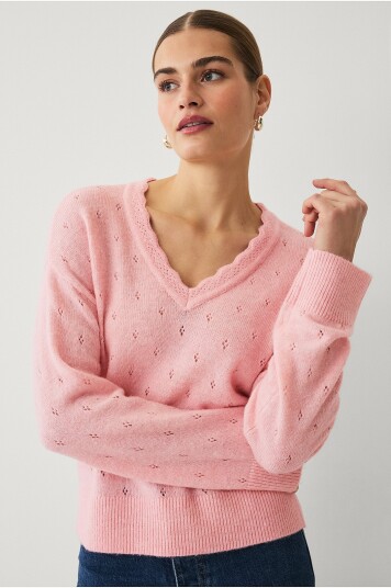 Ellos Collection Hullmønstret pullover Rosa