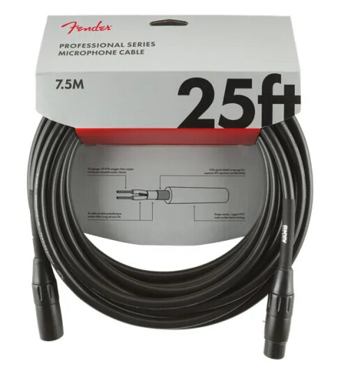 Fender Pro Mikrofonkabel 7.5m Svart 25' Fender Pro Mikrofonkabel 7.5m Svart 25'