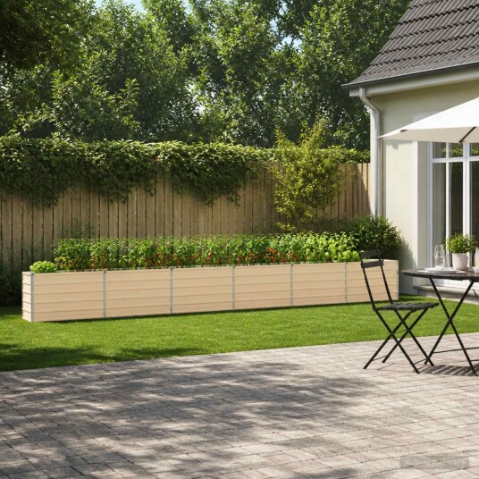 vidaXL Hevet Hagebed Elfenben 600 x 40 x 55 cm kaldvalset stål