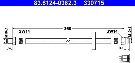 ATE 83.6124 0362.3 Bremseslange
